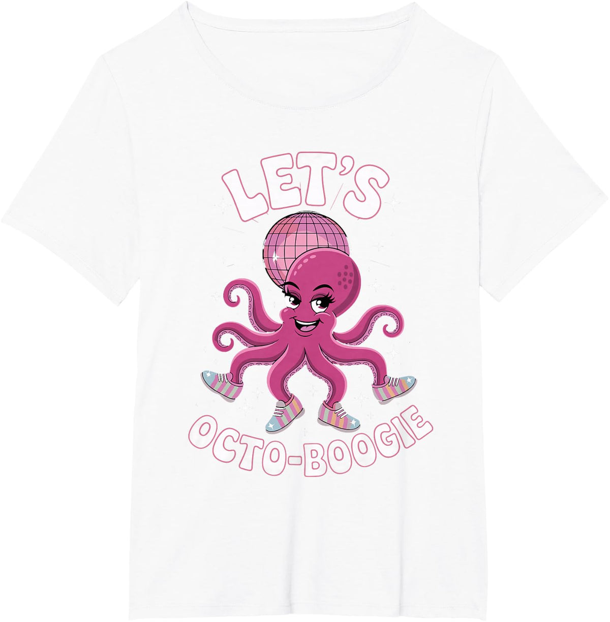 Lets Octo Boogie Retro Disco Octopus Dance Vibes T-Shirt - White