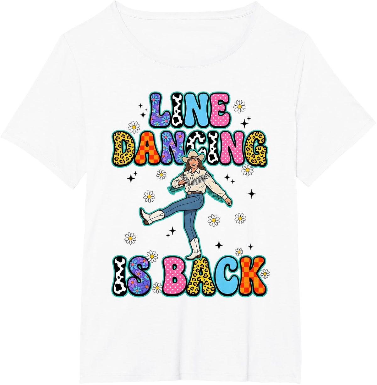 Line Dancer Retro Line Dance Line Dancing T-Shirt - White