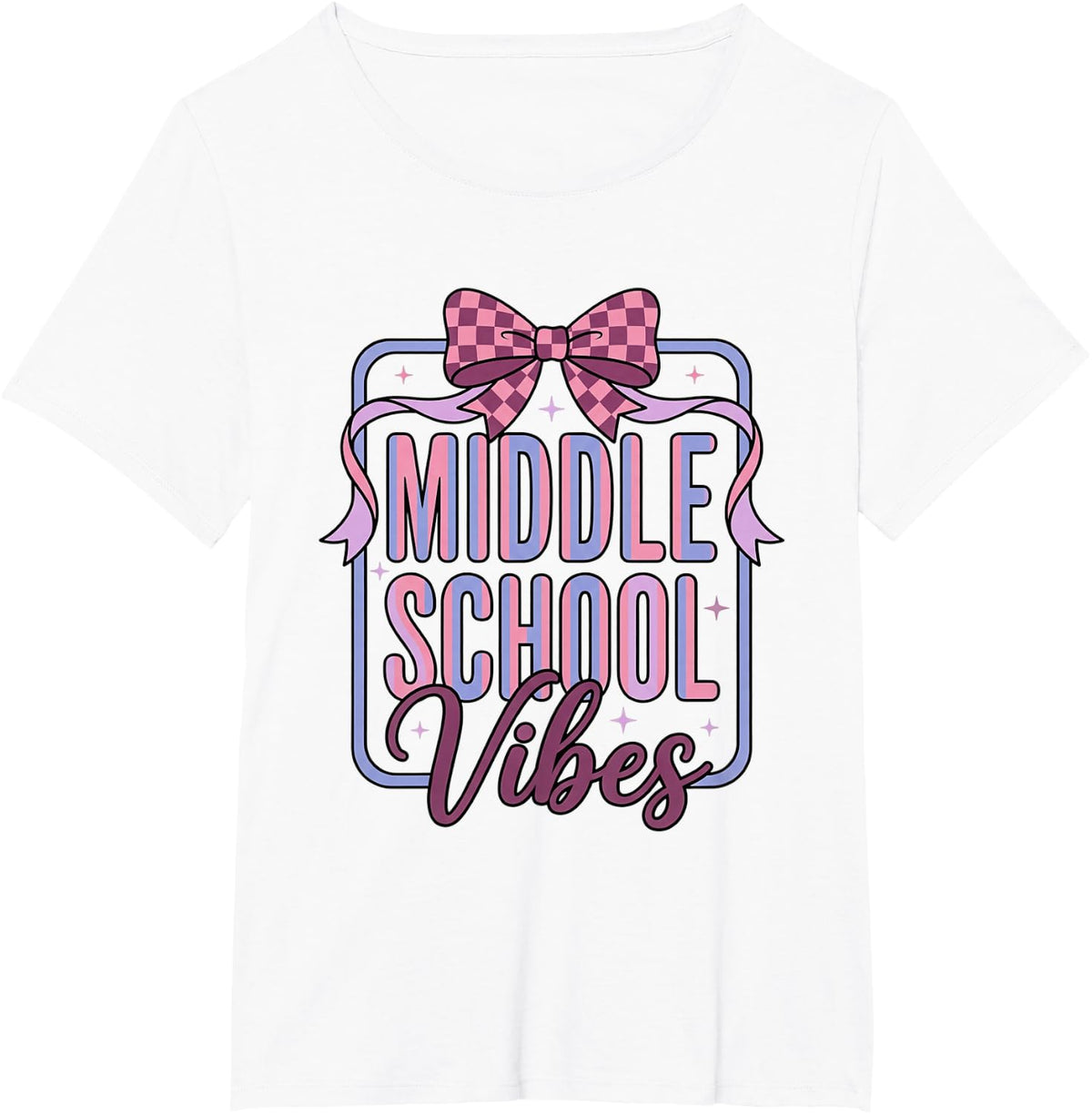 Middle School Vibes Bow Back to Class Girls Student T-Shirt - White