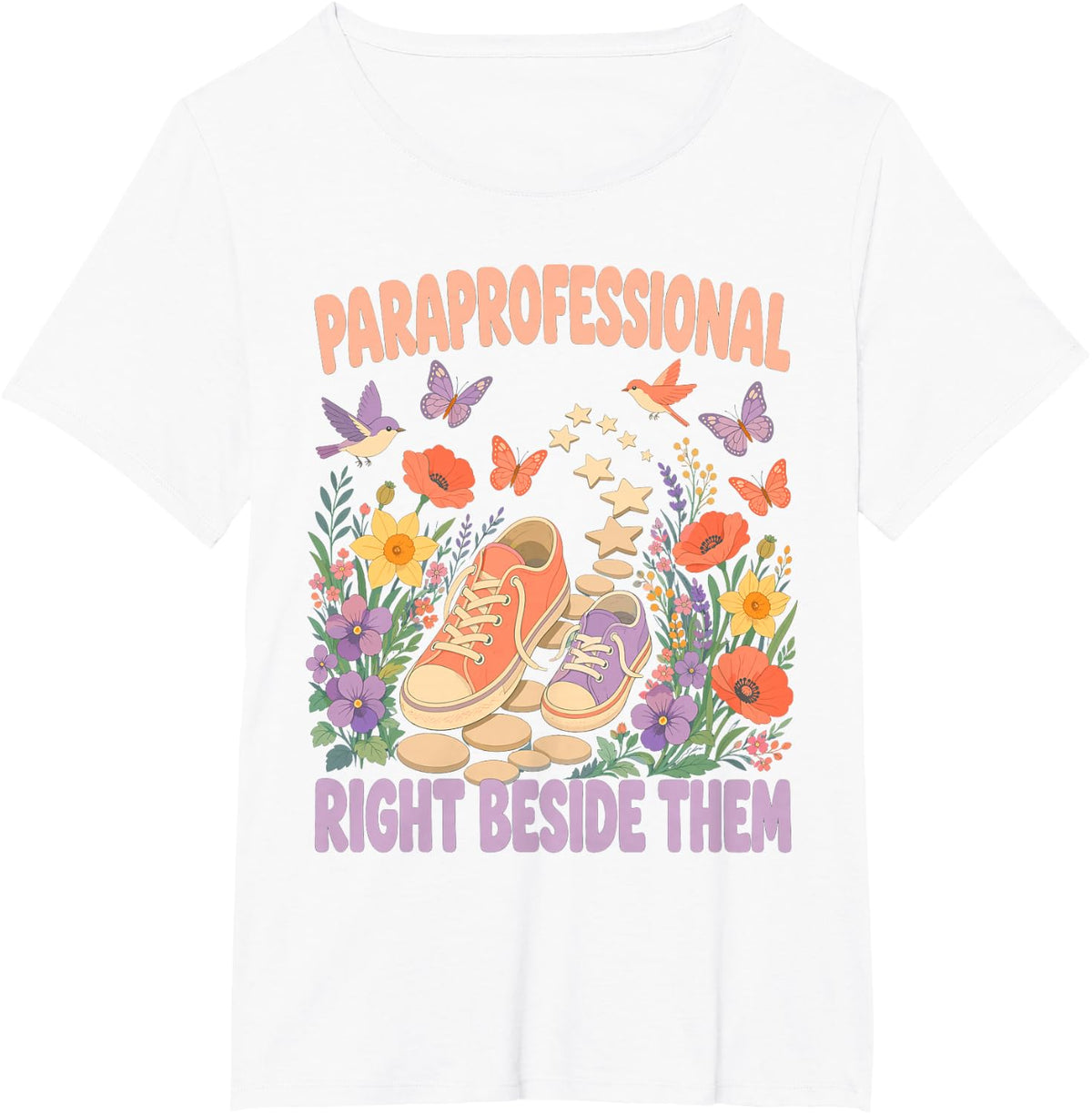Paraprofessional Right Beside Them Sped para T-Shirt - White