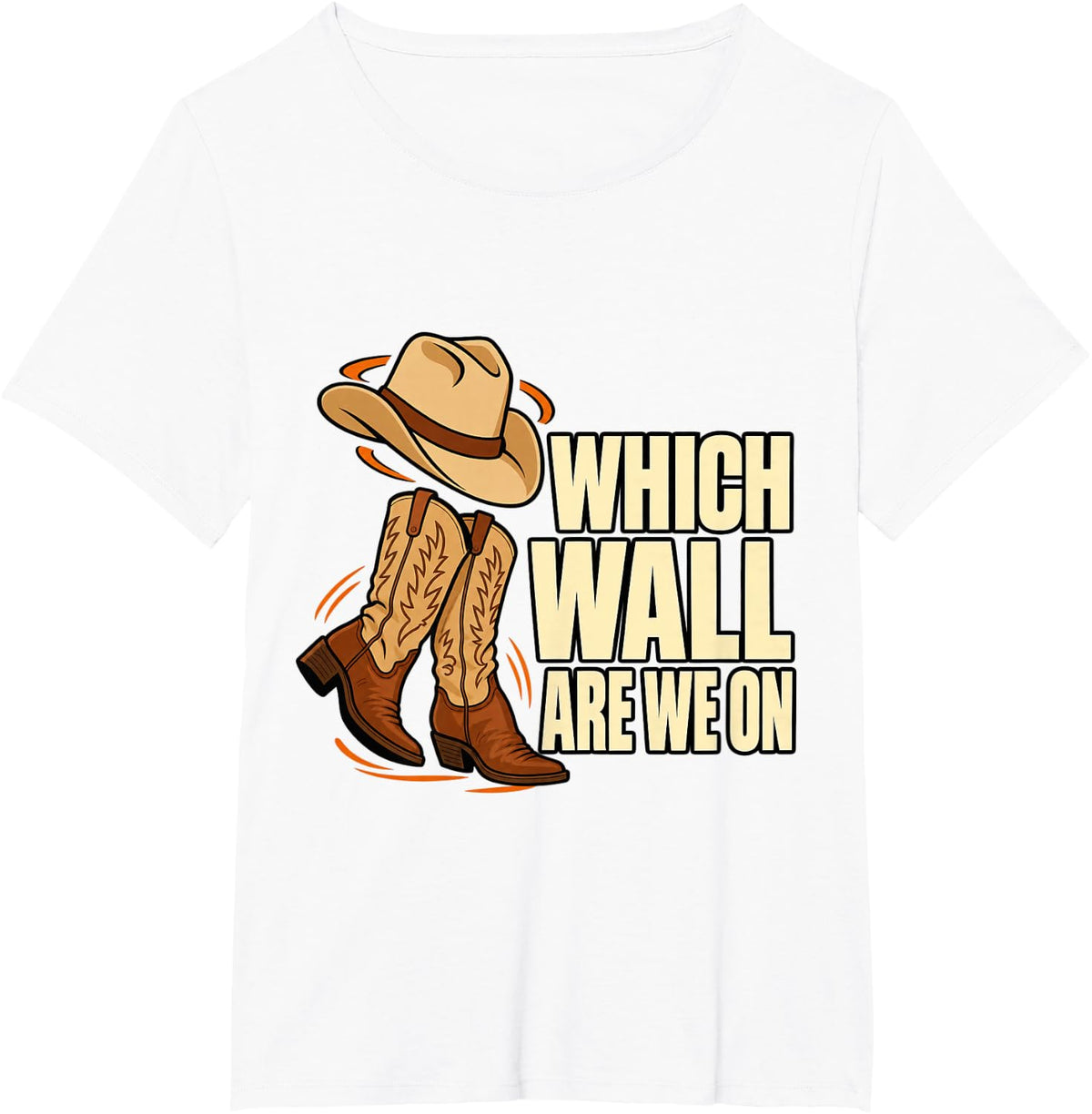 Line Dancing Which Wall are We On Dancer Boots Funny Western T-Shirt - White