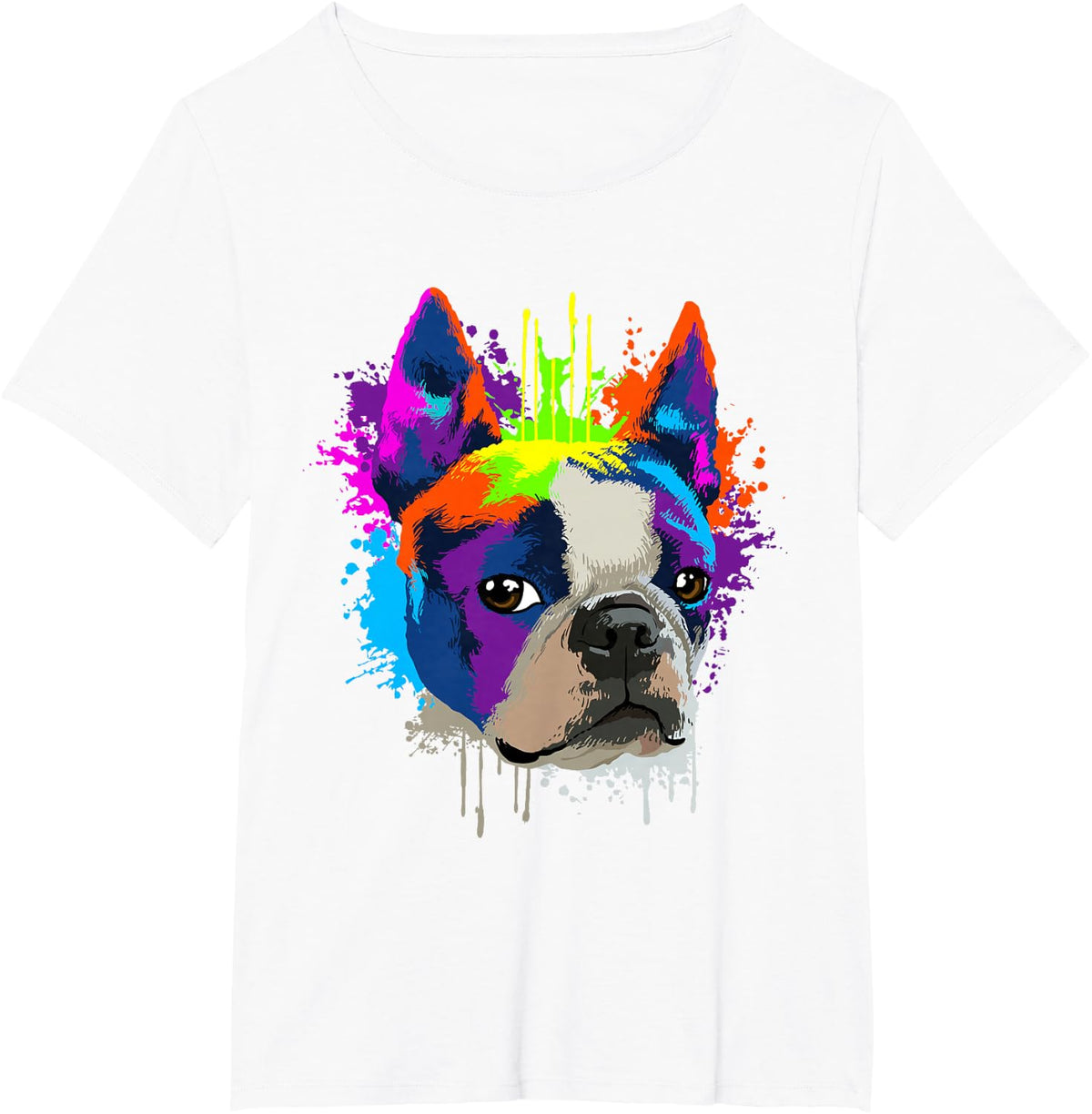 Splash Art Boston Terrier Dog Holder Gift Idea Dogs T-Shirt - White