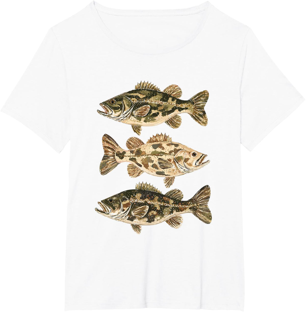 Preppy Camo Bass Fishing Summer Lake Life Fisherman Mens T-Shirt - White