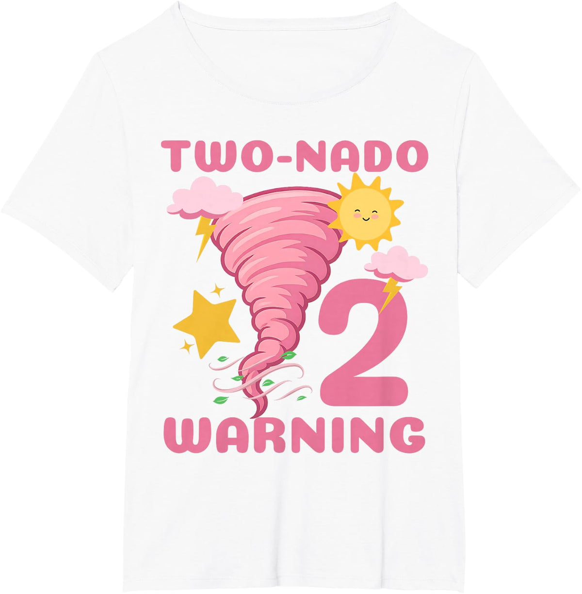 Two-Nado Storm Weather Tornado 2nd Birthday Shirt Girl Tees T-Shirts for Toddler Kids - White