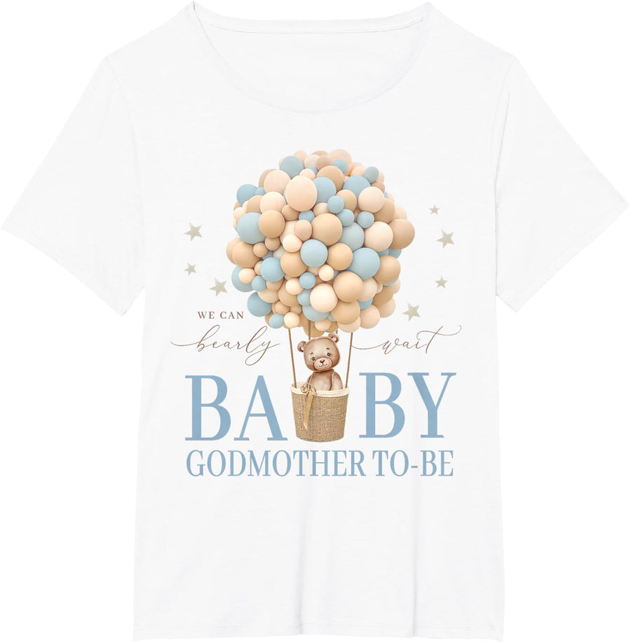 Godmother We Can Bearly Wait Baby Shower Bear Family T-Shirt - White
