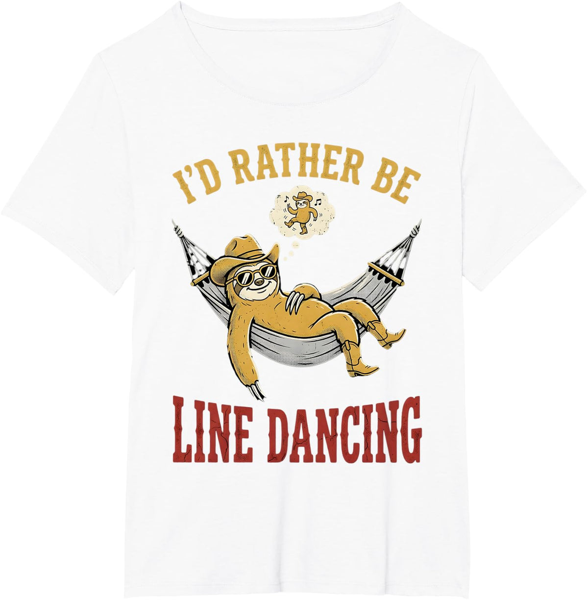 Line Dancer Sloth Line Dance Line Dancing T-Shirt - White