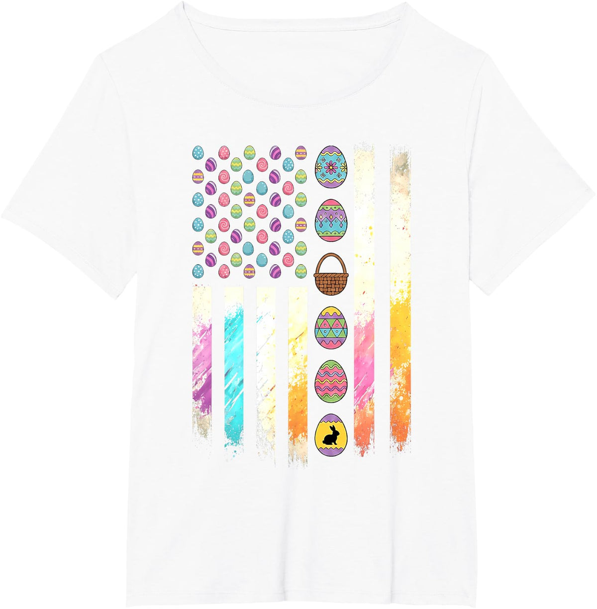 Men Women Easter Patriotic American Flag Easter Men Women T-Shirt - White