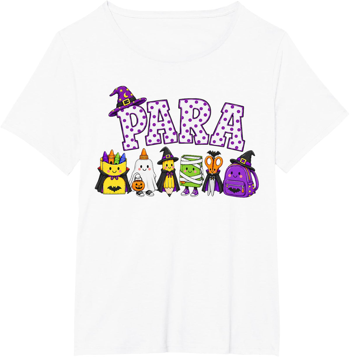 para Witch Halloween Teacher Polka Dots Paraprofessional T-Shirt - White
