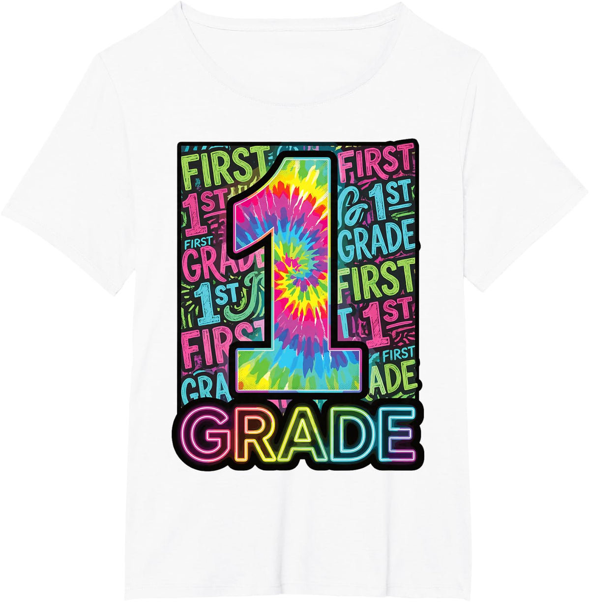 1st Grade Tie Dye Retro Cool Colorful Back to School Student T-Shirt - White