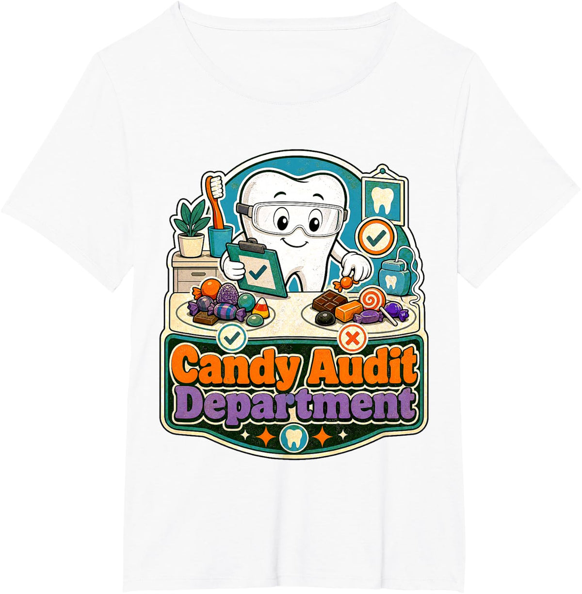 Candy Audit Department Dental Halloween Humor T-Shirt - White