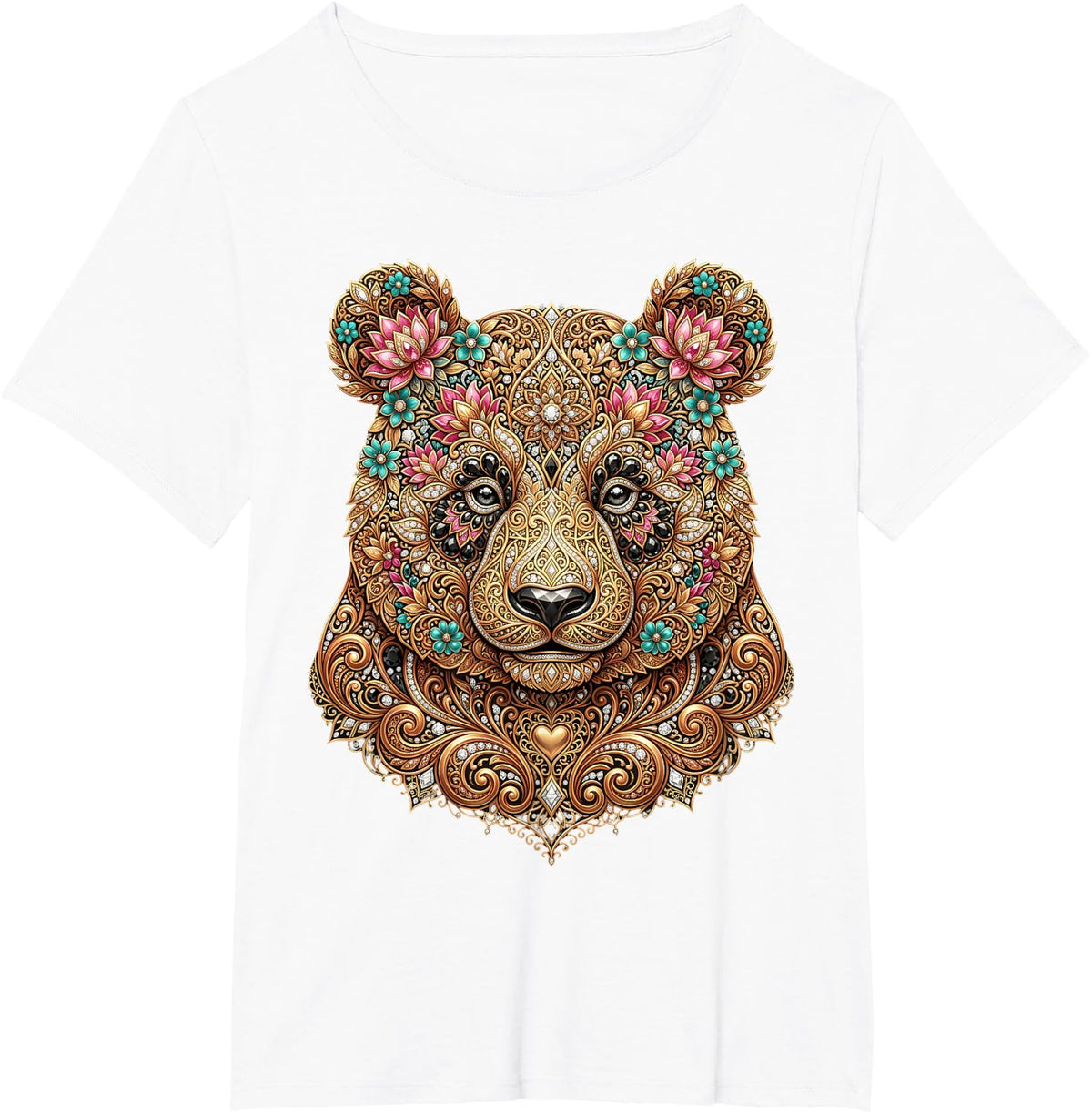 Panda Graphic Motif Animal Funny Panda Bear T-Shirt - White