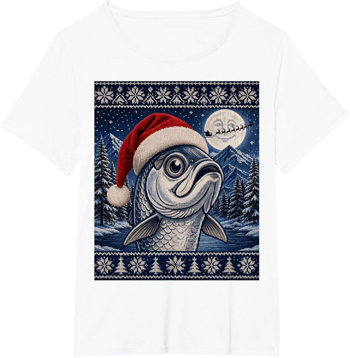 Tarpon Fish Santa Ugly Christmas T-Shirt - White