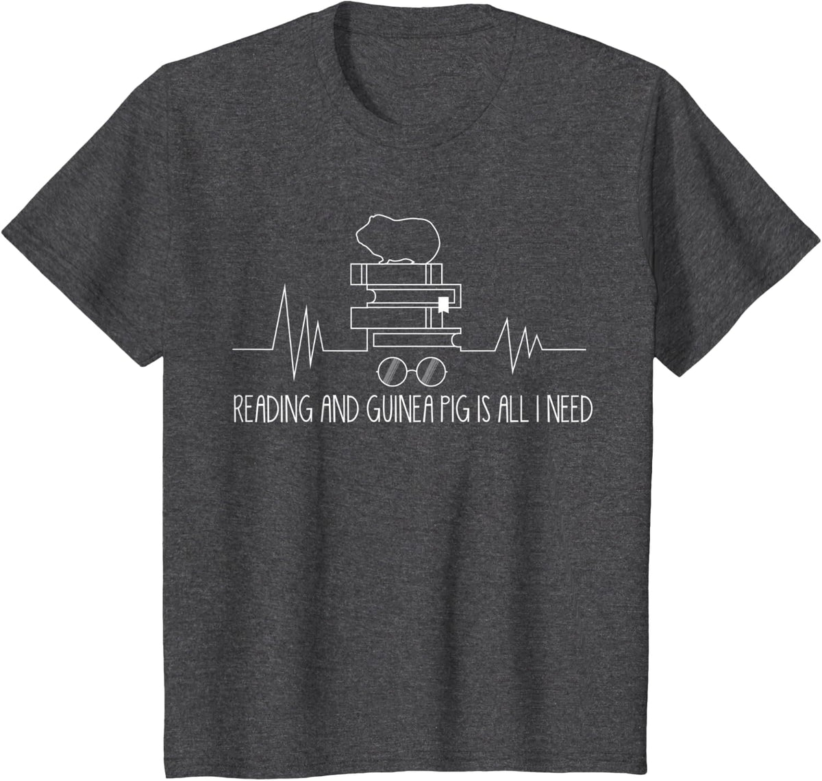 Reading and Guinea Pig Cute Book Rodent T-Shirt - Dark Heather Grey