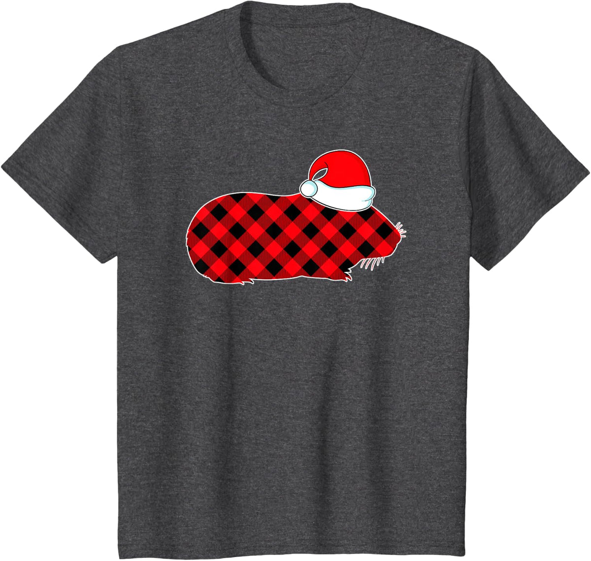 Red Plaid Guinea Pigs Pajama Family Buffalo Christmas Gifts T-Shirt - Dark Heather Grey