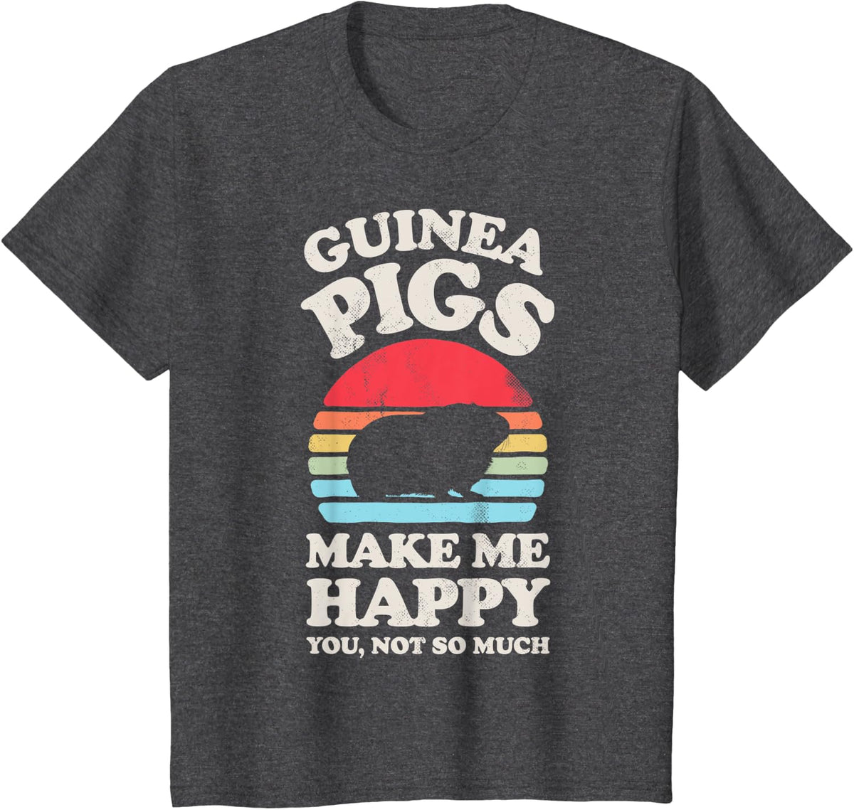 Guinea Pigs Make Me Happy Guinea Pig Rodent Lover Retro Men T-Shirt - Dark Heather Grey