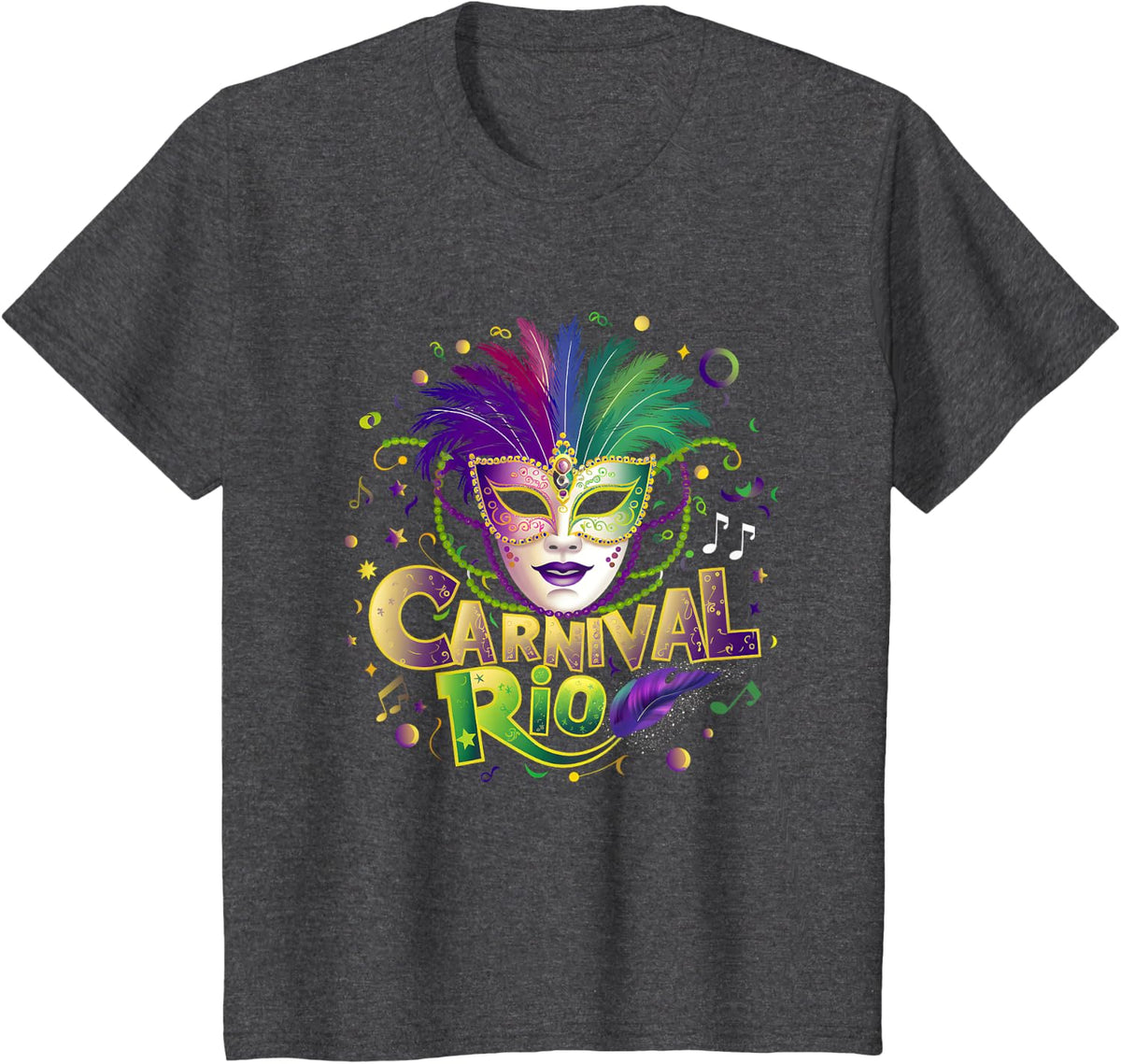 Carnival Costume Rio Brazil Souvenir Mardi Gras Festival T-Shirt - Dark Heather Grey