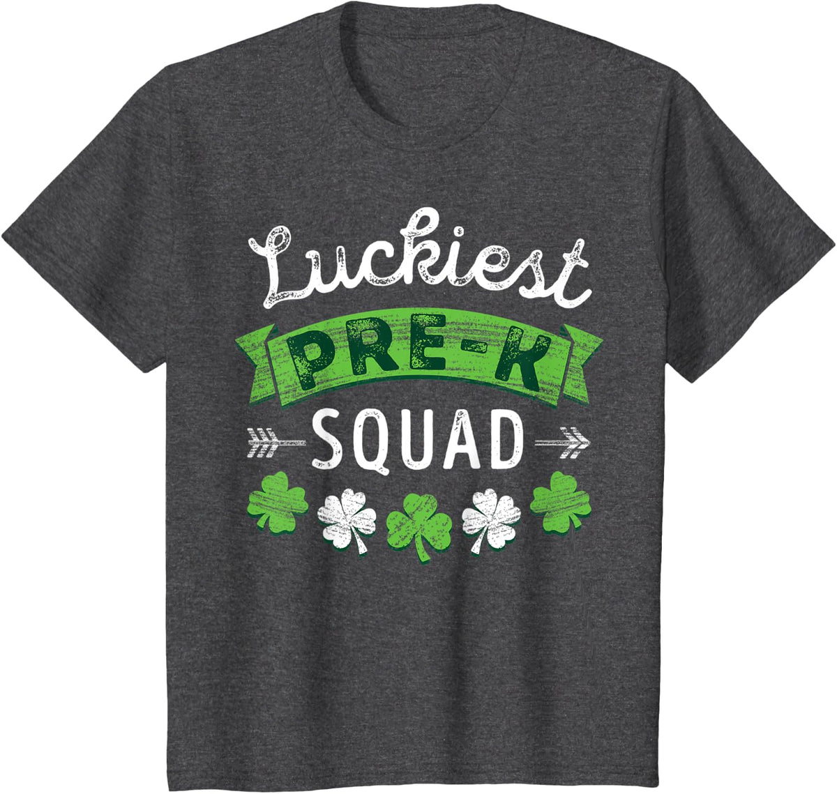 St Patricks Day PreK Teacher Shirt Gift Luckiest Pre-K Squad T-Shirt for Men Women Kids - Dark Heather Grey