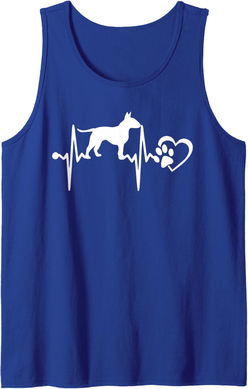 Bull Terrier Dog Heartbeat Paw Love Funny Puppy Lovers Sleeveless Tank Top - Royal Blue