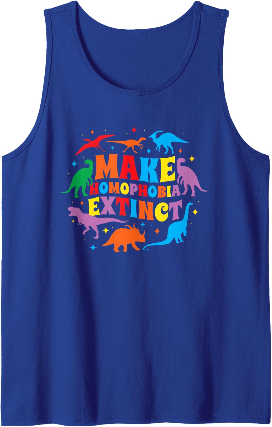Let's Make Homophobia Extinct Dinosaur LGBTQ Pride Month Tank Top - Royal Blue