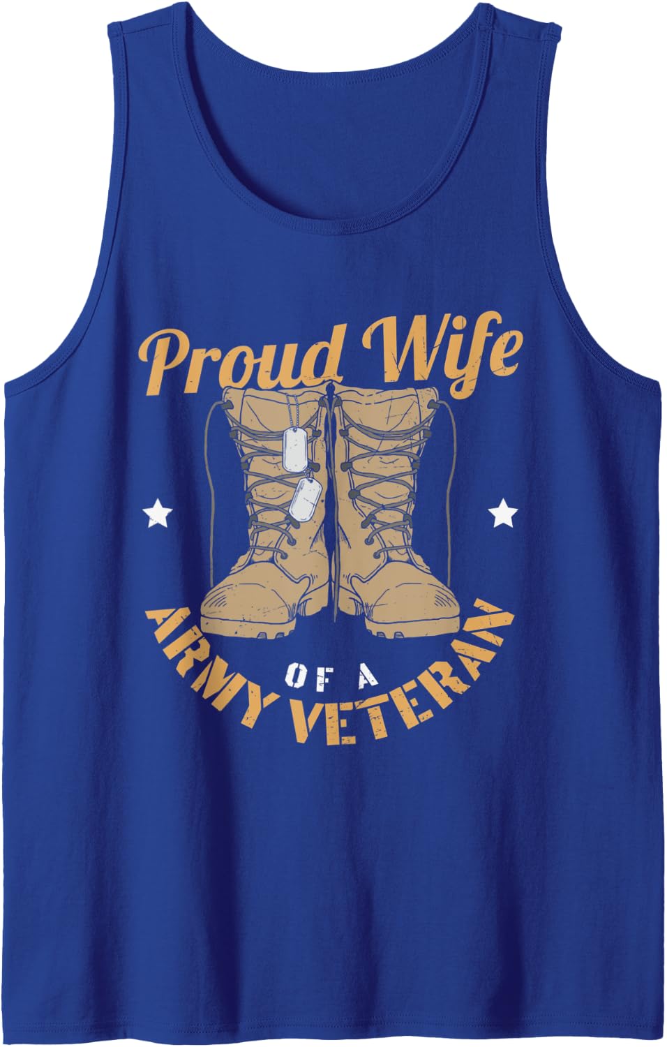 Proud Wife Veterans Day Army Dog Tag Retired Tank Top - Royal Blue