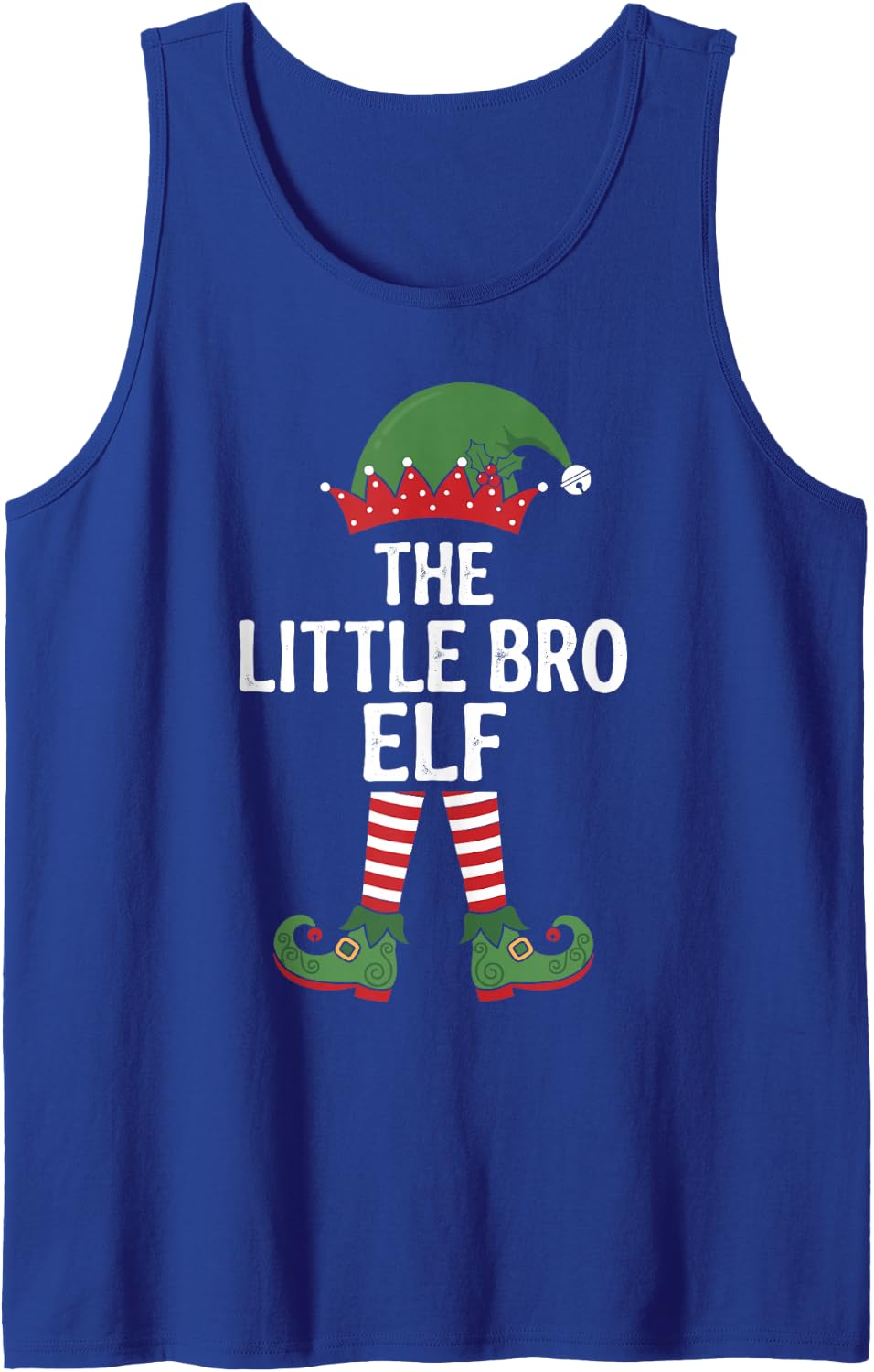 The Little Bro Elf Xmas Party Matching Family Group Sleeveless Tank Top - Royal Blue