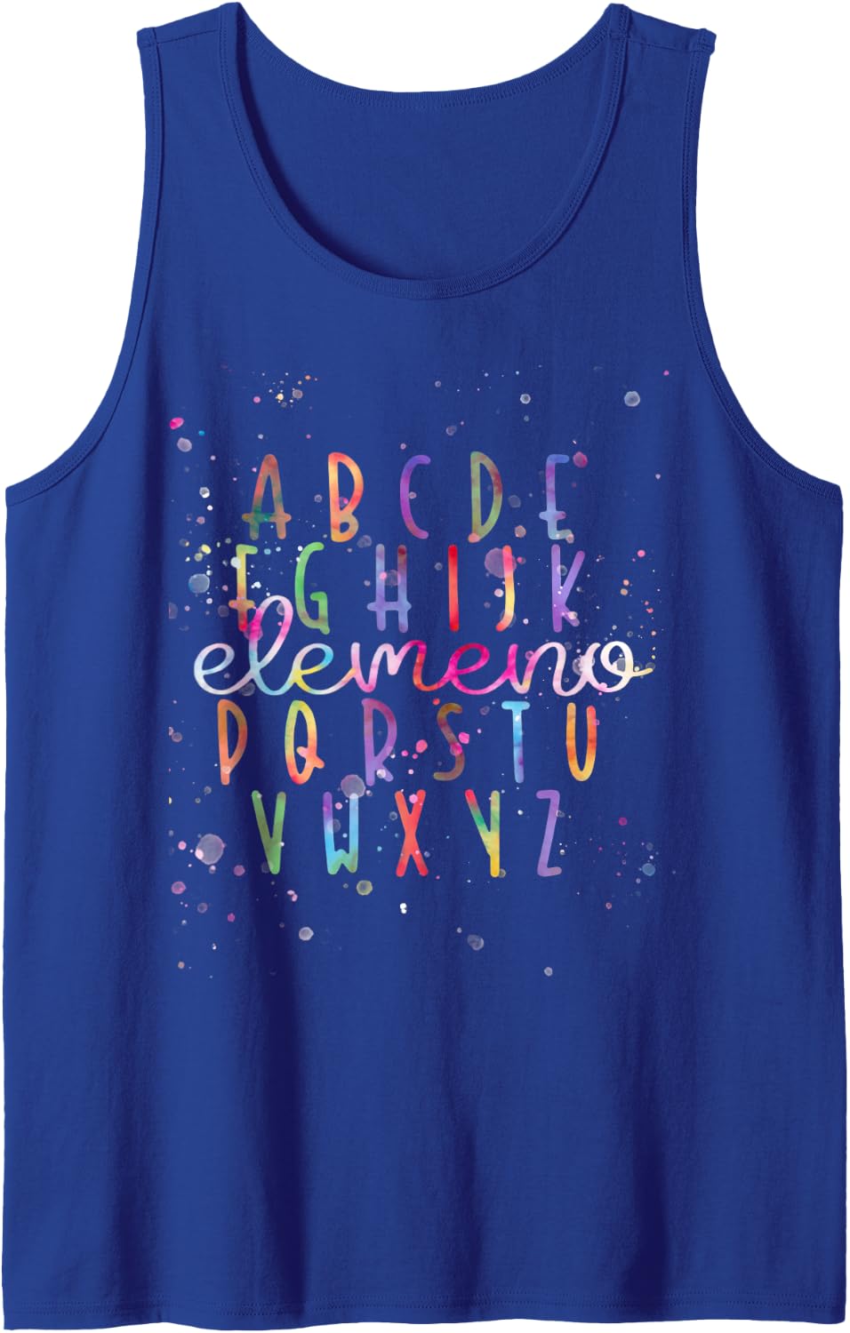 ABC Elemeno Kindergarten Teacher Back to Tie Dye Sleeveless Tank Top - Royal Blue