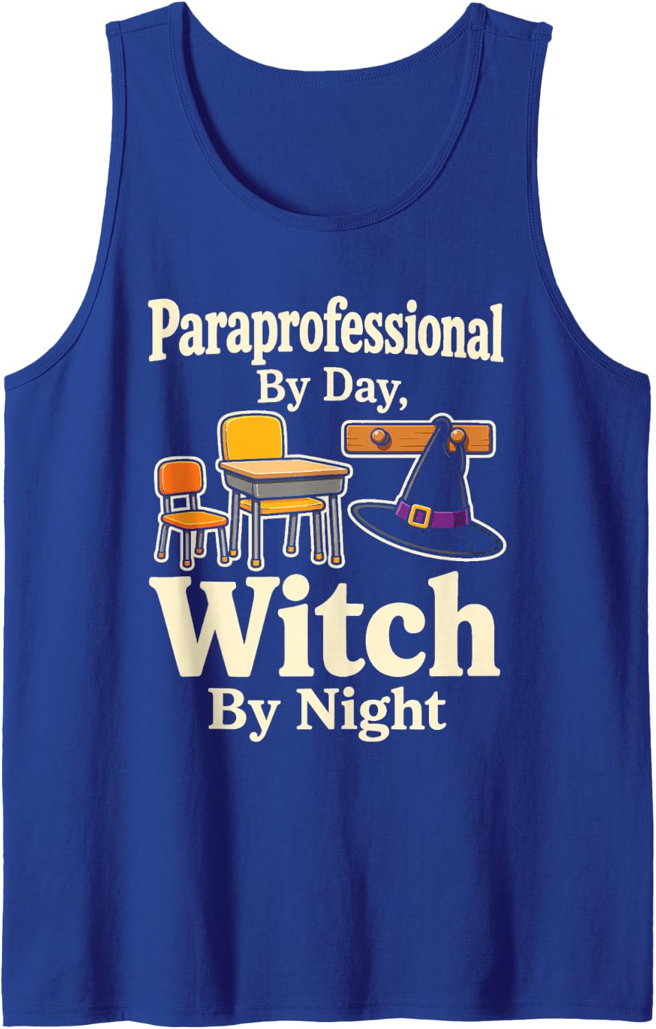 Paraprofessional By Day Witch By Night Halloween Sleeveless Tank Top - Royal Blue