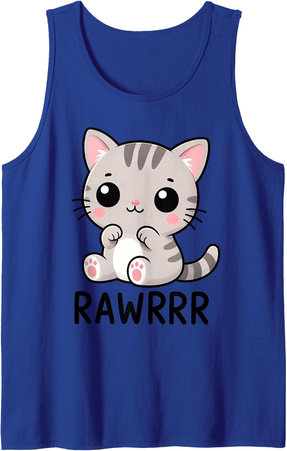 Cute Cat Kawaii Cartoon Kitten Design Tank Top - Royal Blue