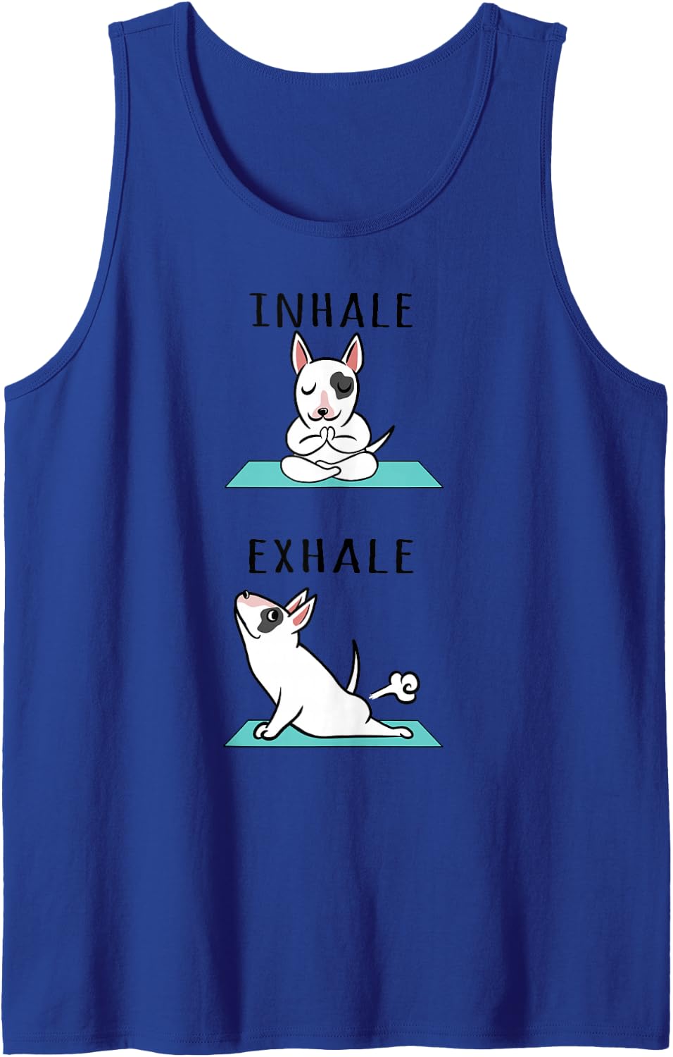 Yoga Inhale Exhale Bull Terrier Dog Sleeveless Tank Top - Royal Blue