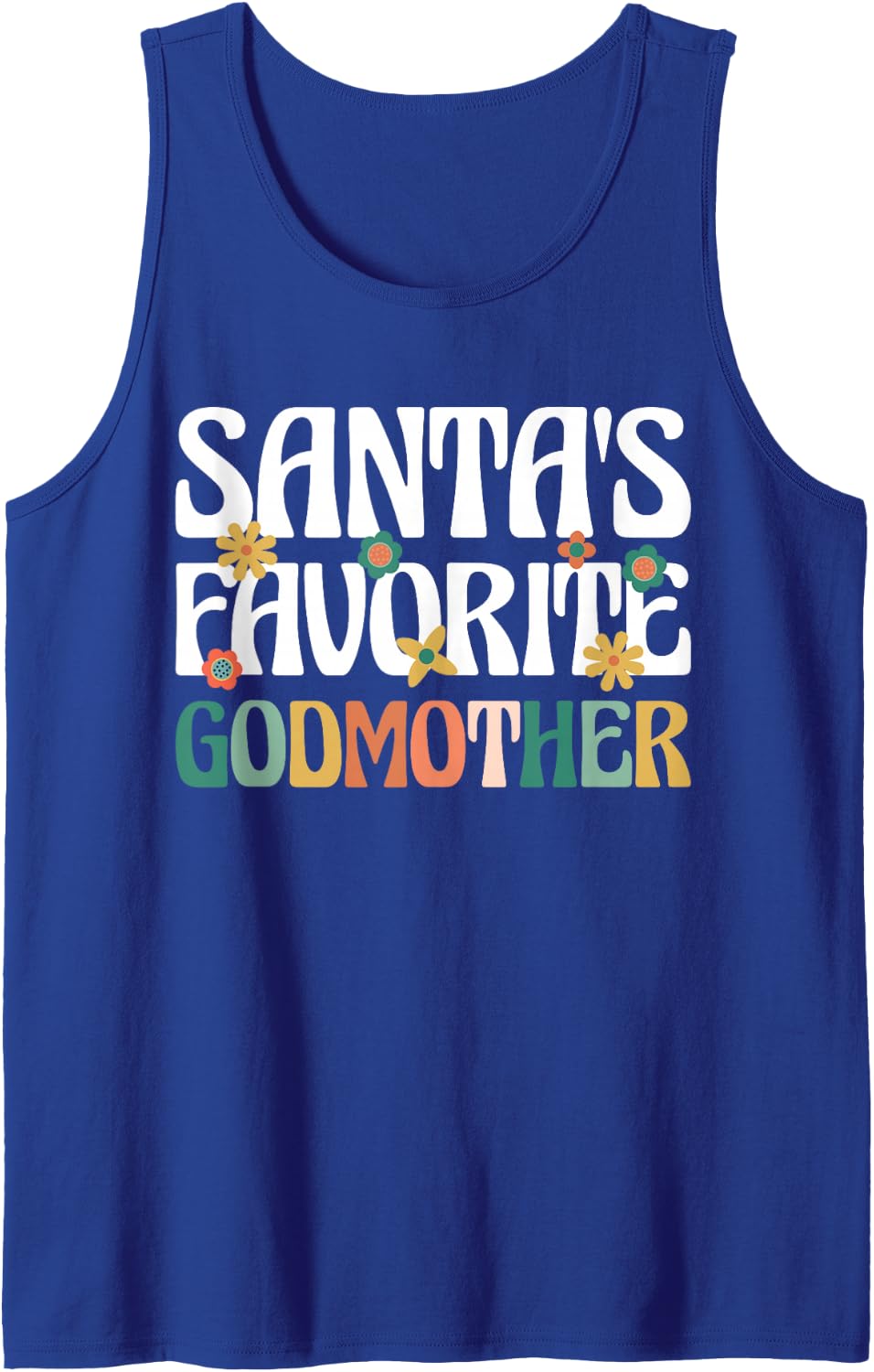 Santa's Favorite Godmother Christmas Xmas Retro Vintage Sleeveless Tank Top - Royal Blue