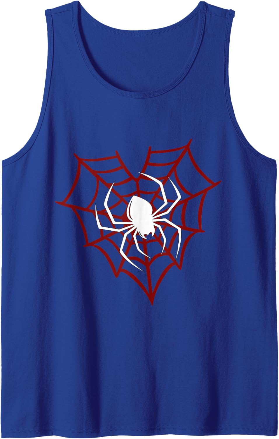 Halloween Spooky Cute Spider Web Heart Sleeveless Tank Top - Royal Blue