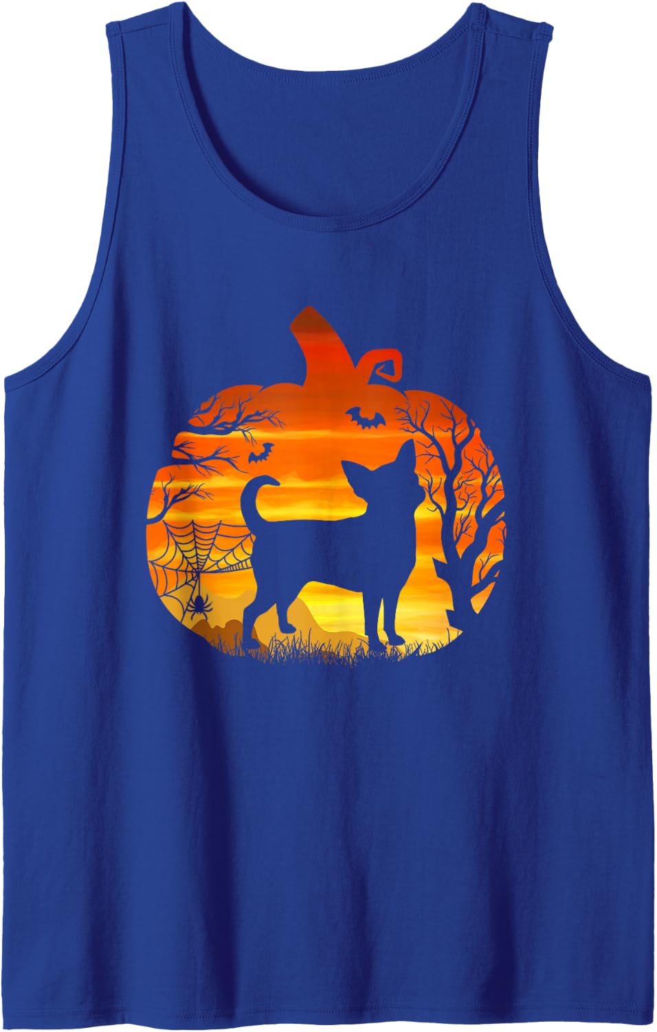 Chihuahua Halloween Costume Pumpkin Chihuahua Sleeveless Tank Top - Royal Blue