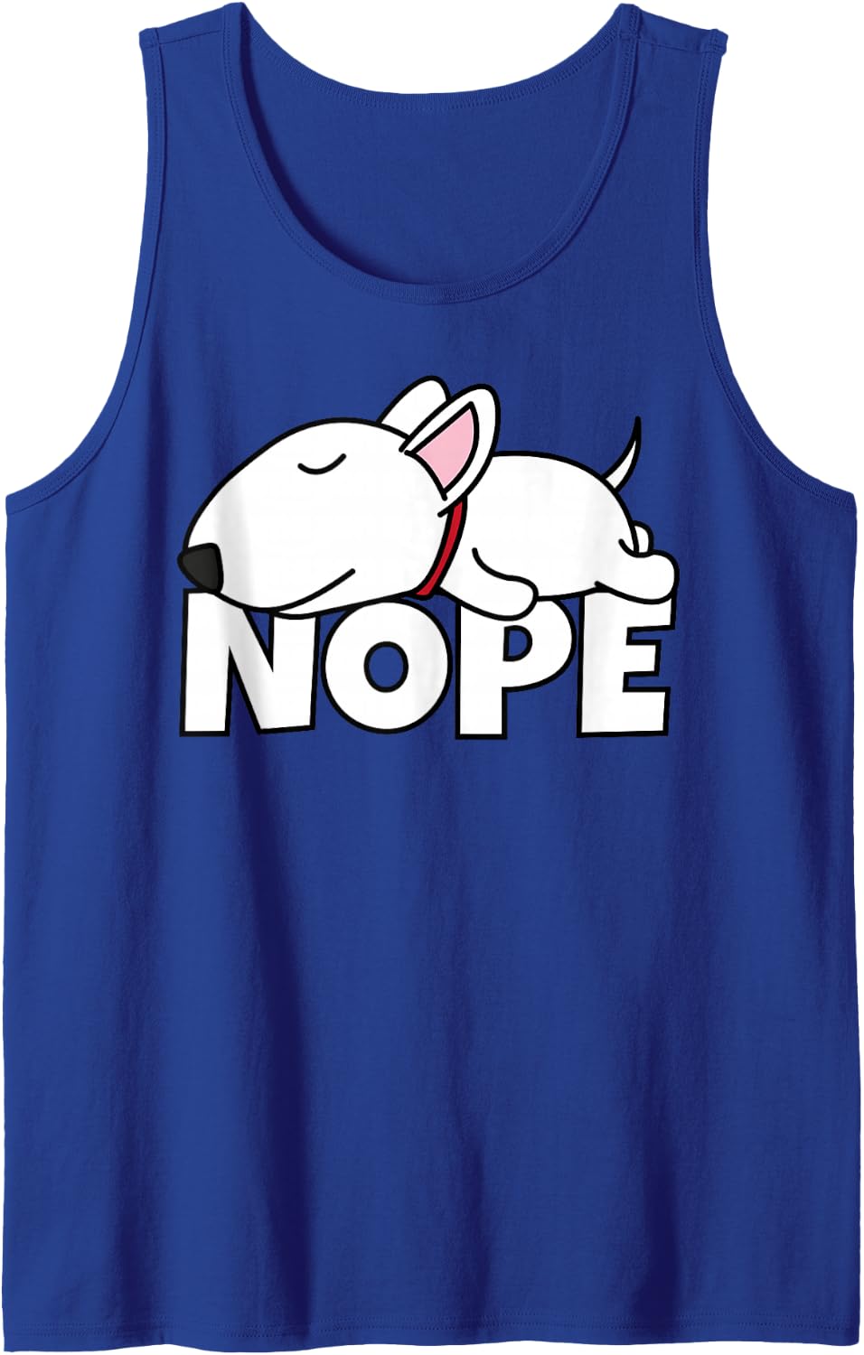 Lazy Bull Terrier Cute Dog Nope Sleeveless Tank Top - Royal Blue