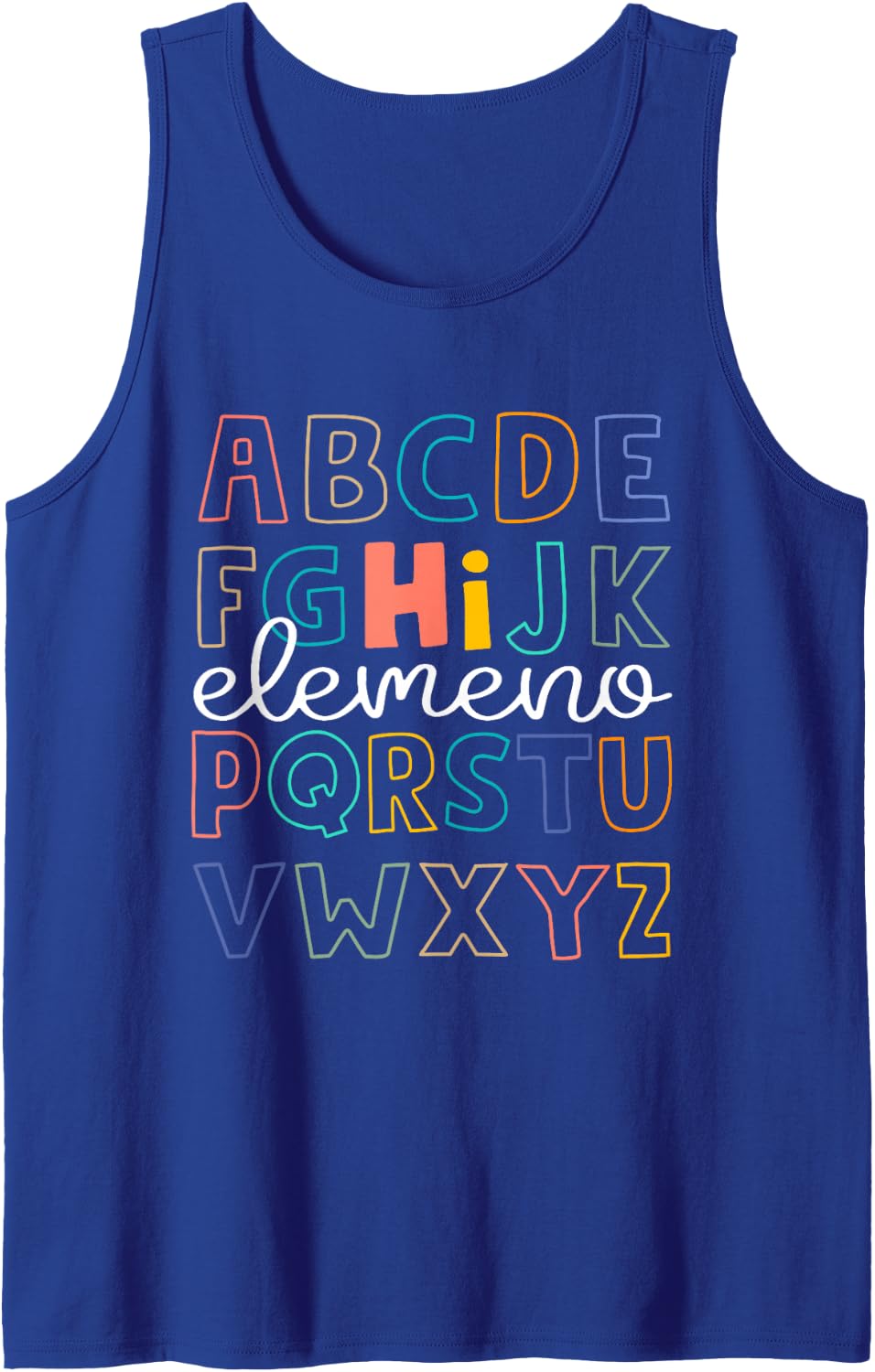 ABC Hi Elemeno Alphabet Kindergarten Teachers Back to School Sleeveless Tank Top - Royal Blue