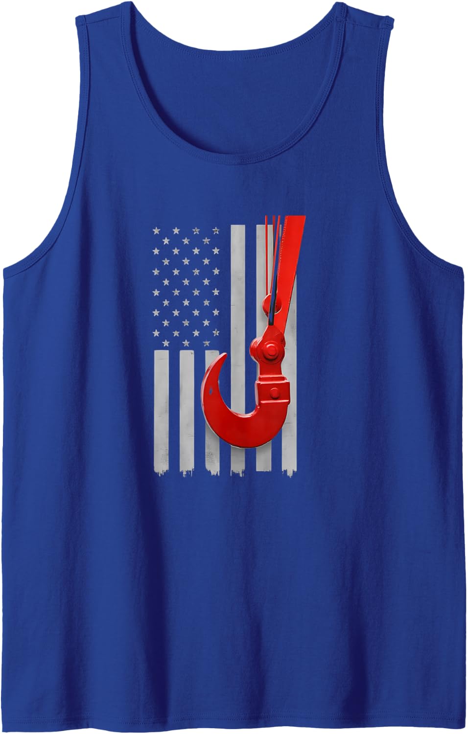 American Flag Crane Operator Labor Work Design Sleeveless Tank Top - Royal Blue