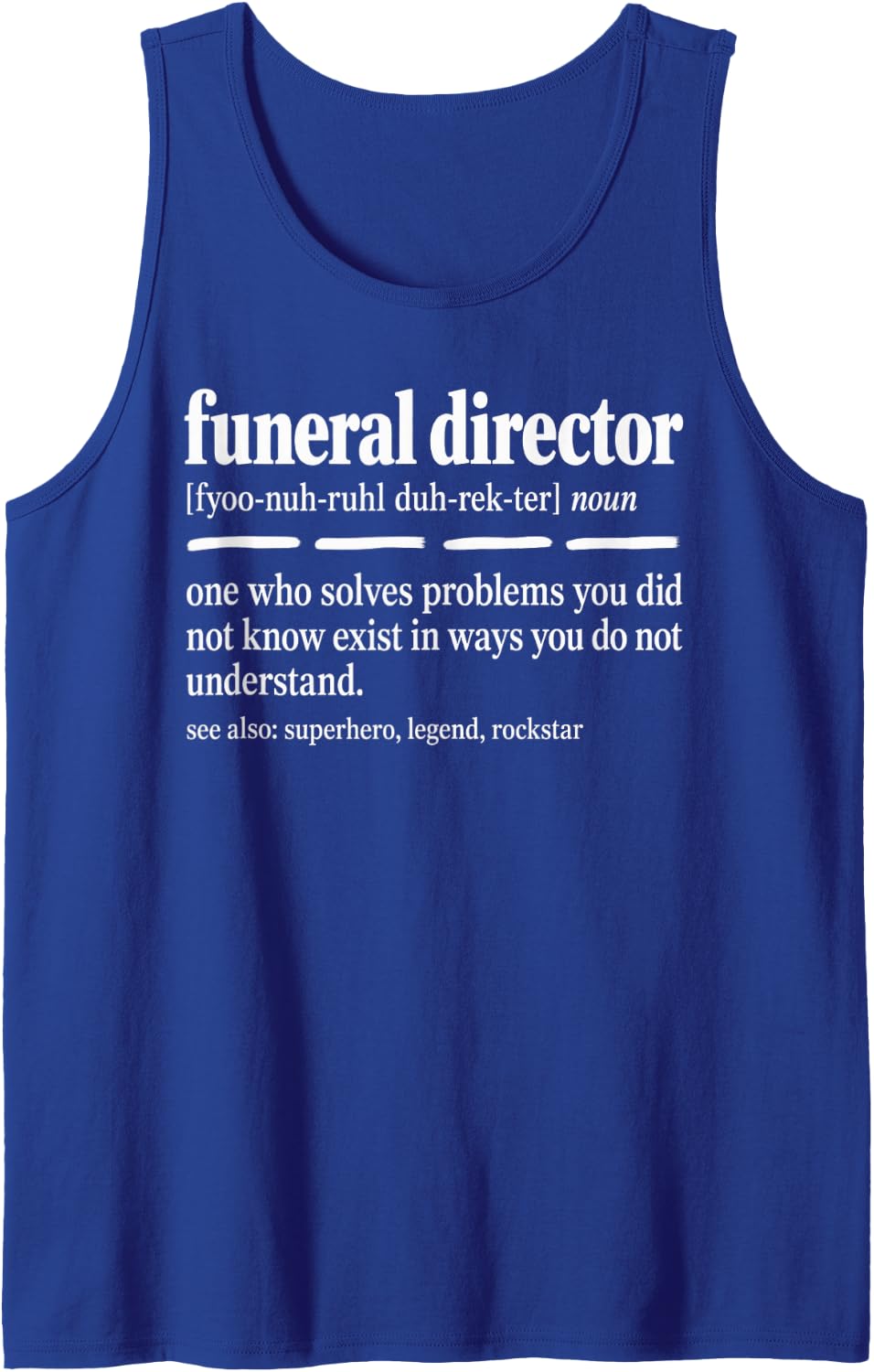 Funeral Director Definition Superhero Sleeveless Tank Top - Royal Blue