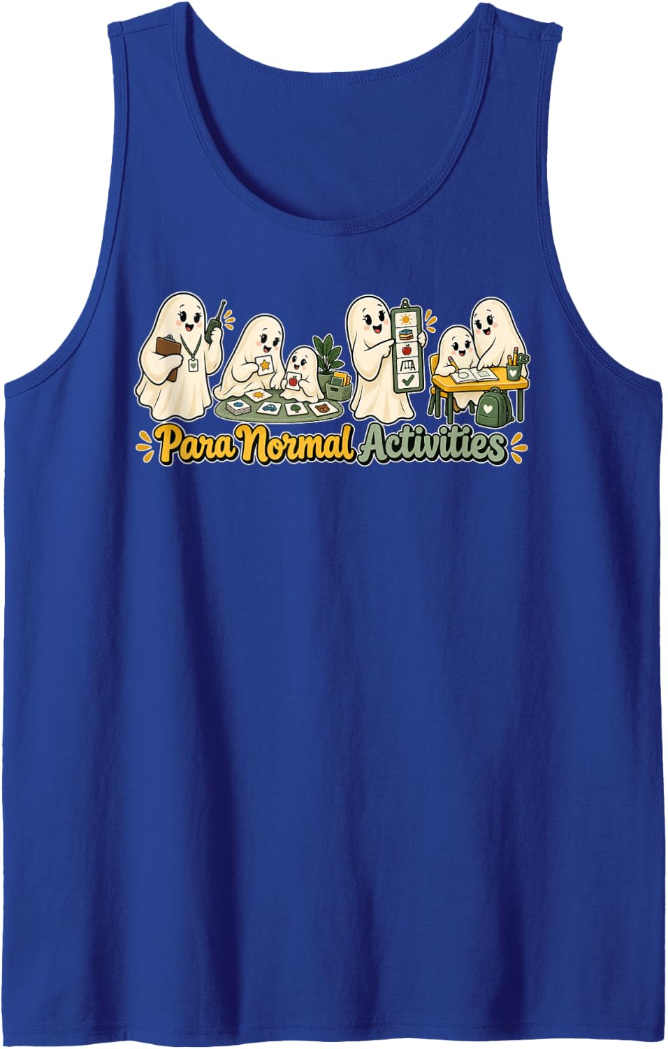 Funny Paraprofessional Ghost Halloween para Teacher Sleeveless Tank Top - Royal Blue