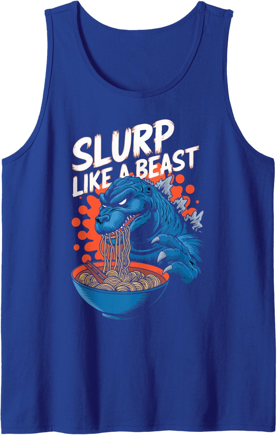 Monster Slurp Japanese Ramen Noodle Sleeveless Tank Top - Royal Blue