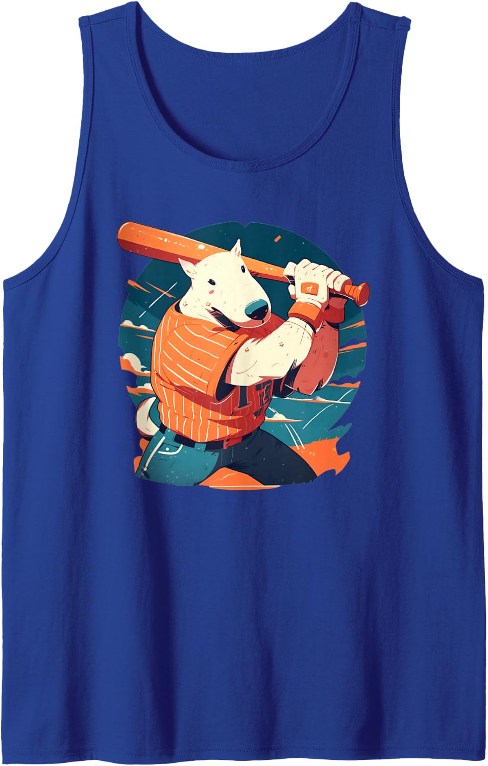 Bull Terrier Baseball Player Dog Lover Owner Walker Trainer Sleeveless Tank Top - Royal Blue