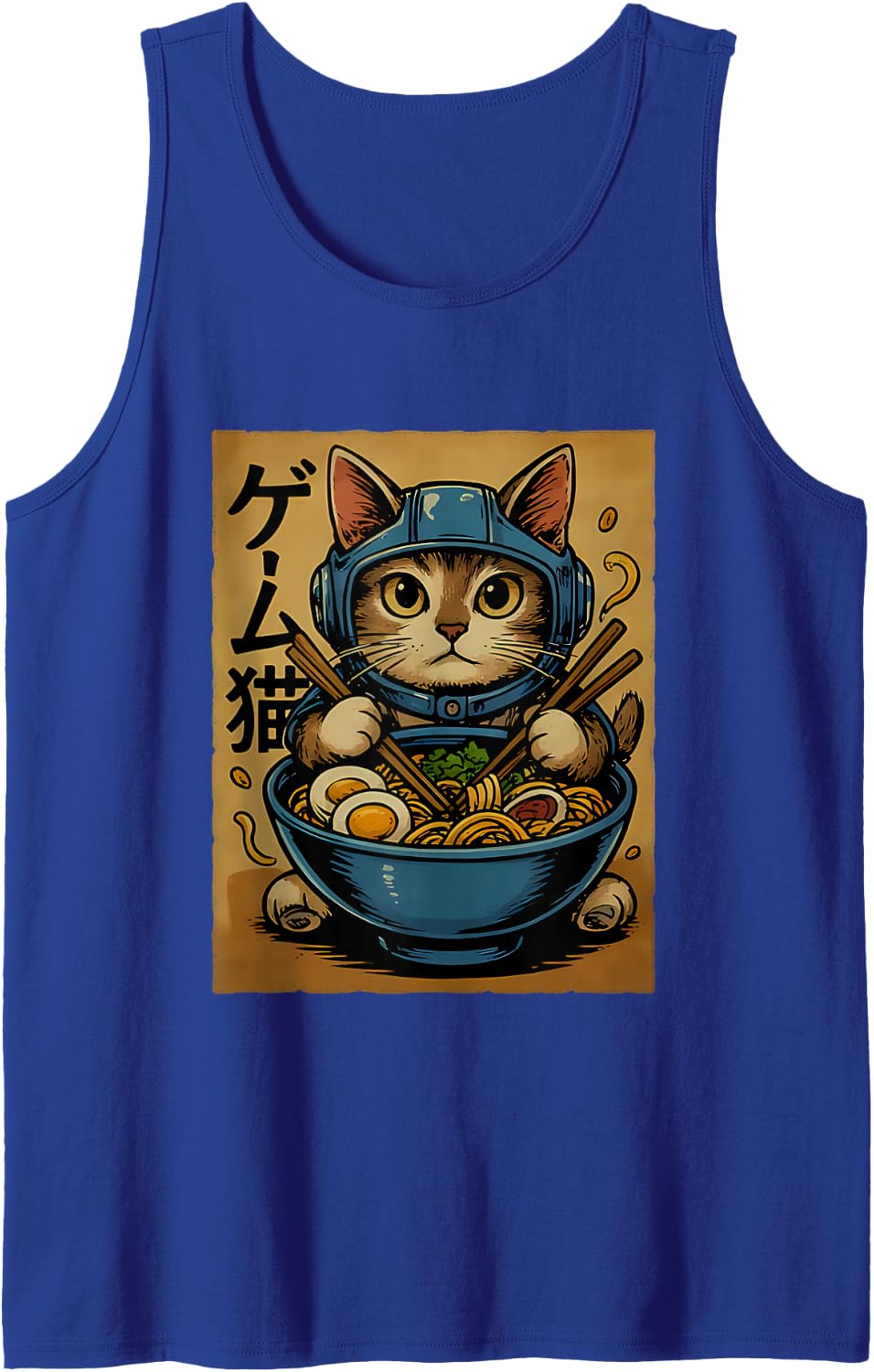 Funny Gaming Cat Saying Game Neko with Ramen Tank Top - Royal Blue