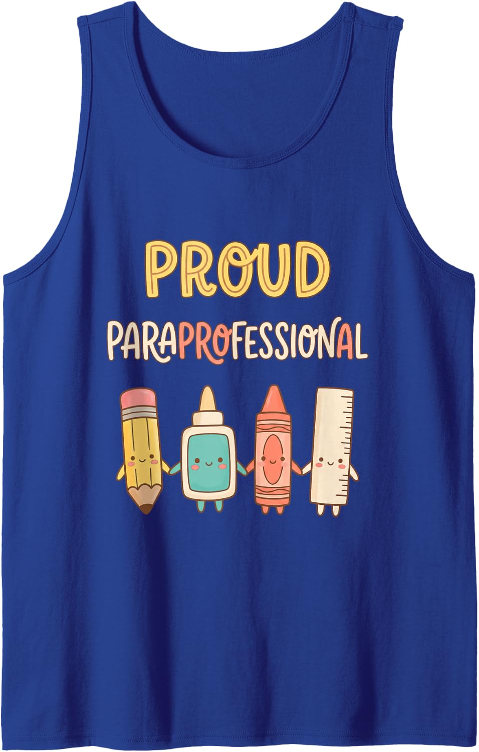 Proud Paraprofessional Cute School Staff para Sleeveless Tank Top - Royal Blue