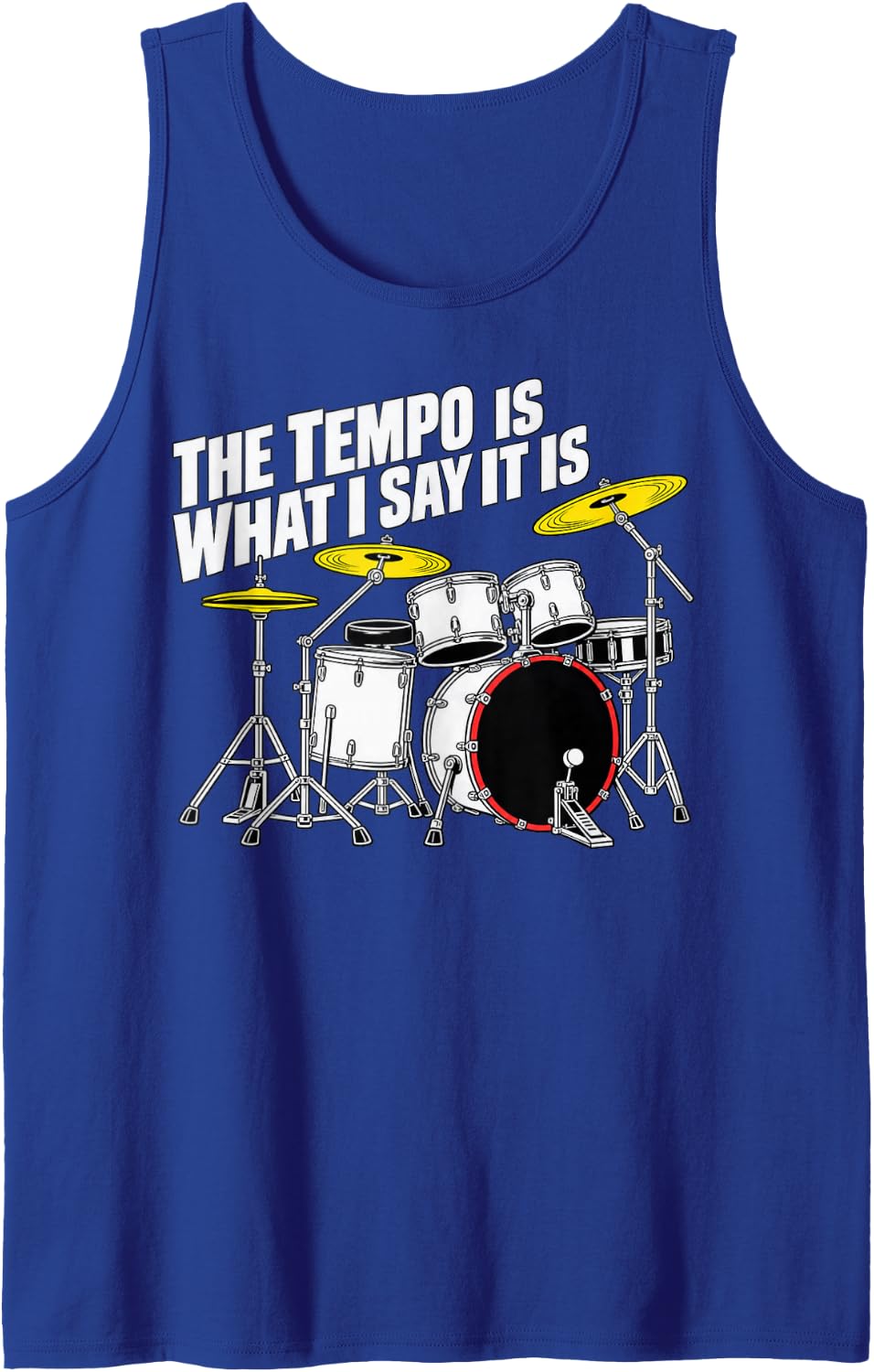 Drummer Humor Drum Kit Line Art Quote Sleeveless Tank Top - Royal Blue