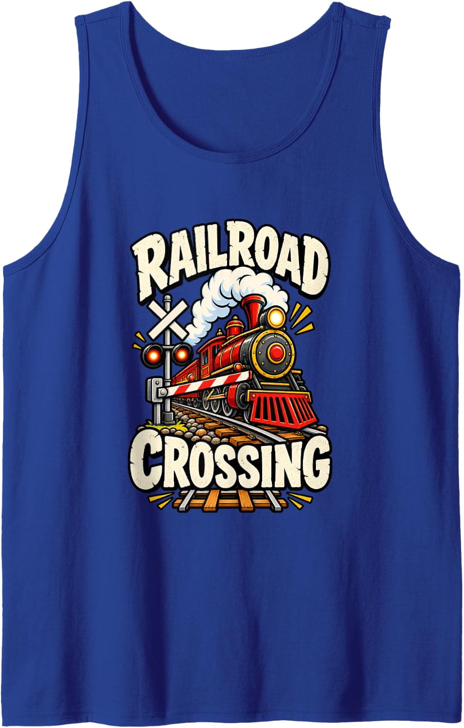 Train Lover Locomotive Railway Humor Sleeveless Tank Top - Royal Blue
