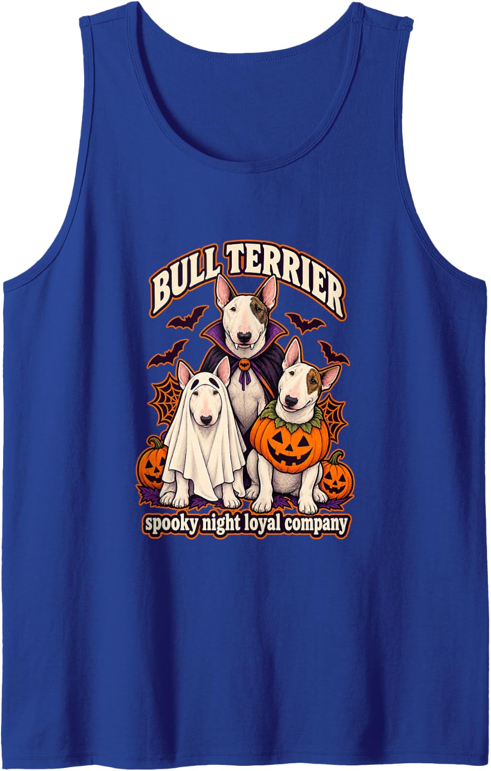 Bull Terrier - Spooky Night Loyal Company Halloween Sleeveless Tank Top - Royal Blue