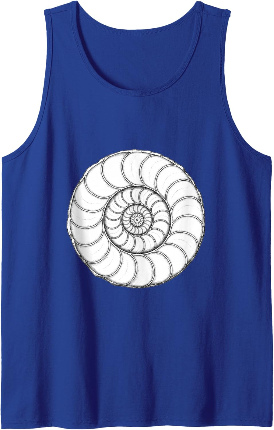 Vintage Ammonite Fossil Spiral Chambers Art Graphic Sleeveless Tank Top - Royal Blue