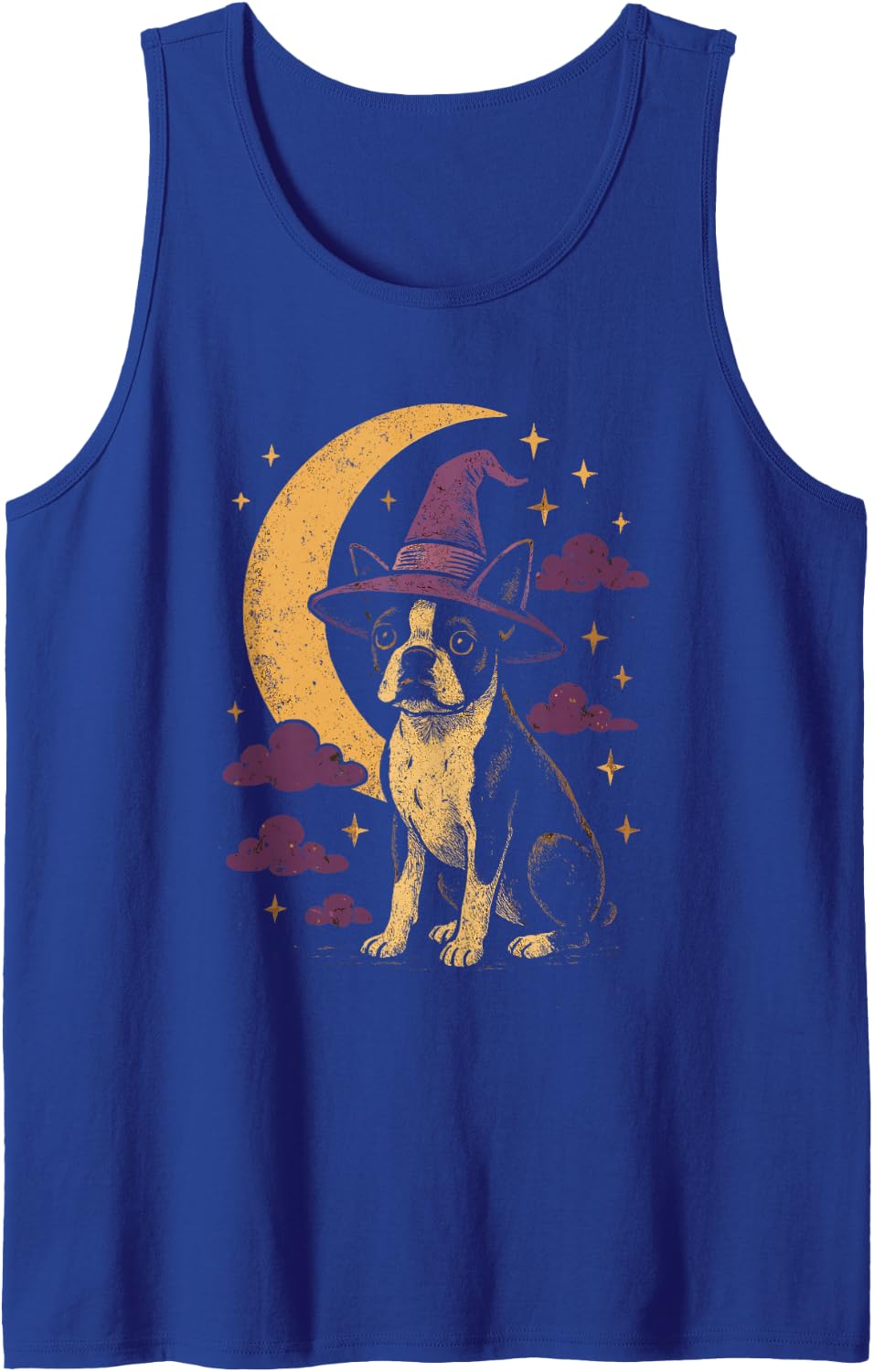 Witch Boston Terrier Moon Funny Sleeveless Tank Top - Royal Blue