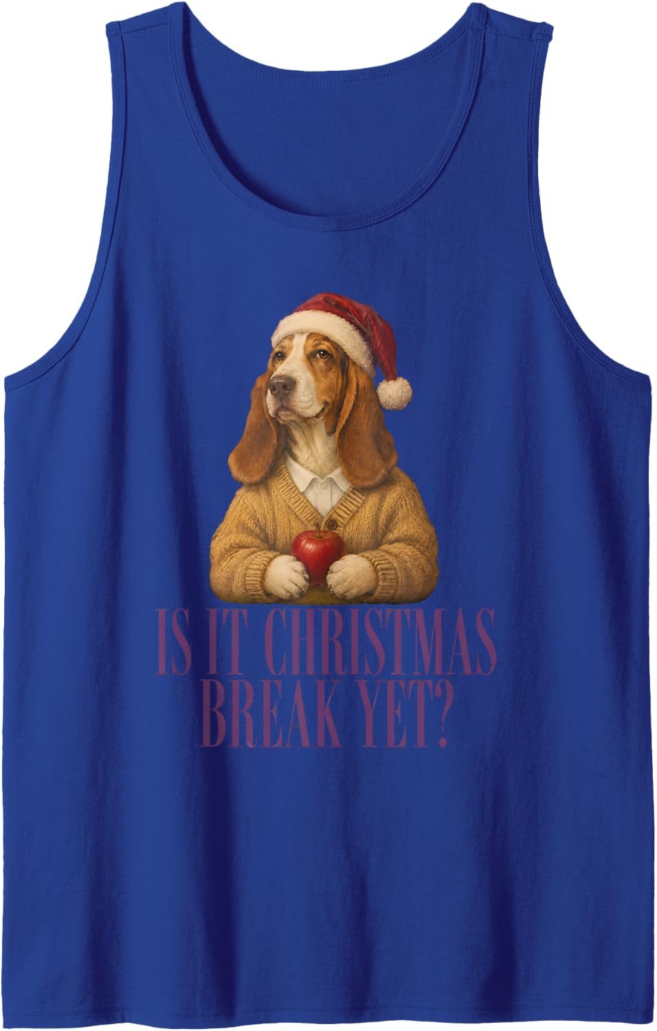 is It Christmas Break Yet Teacher Basset Hound Sleeveless Tank Top - Royal Blue