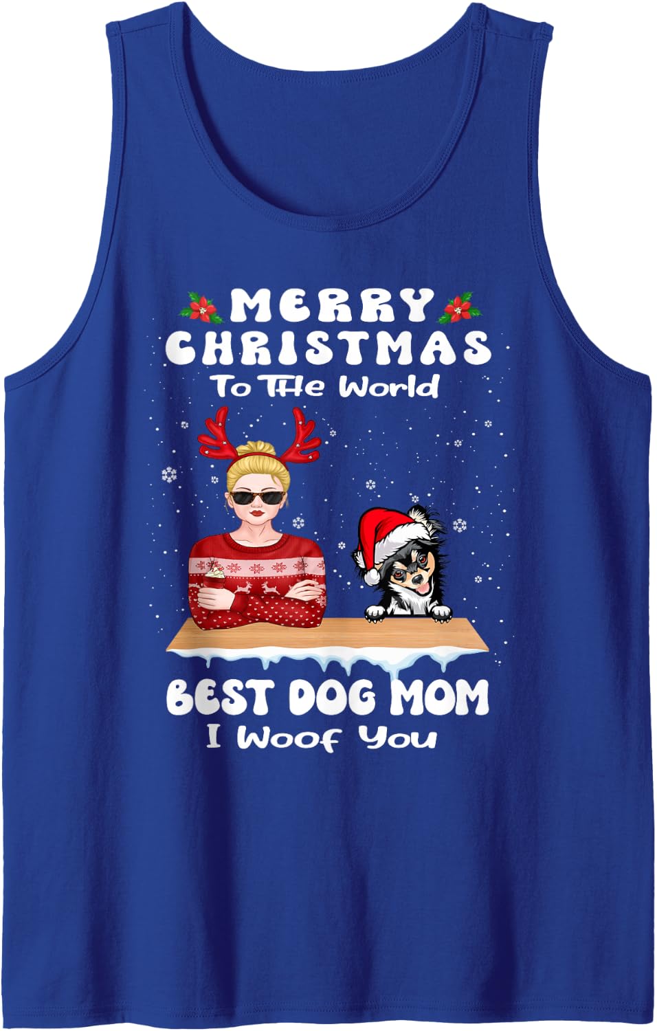 Chihuahua Christmas to The World Best Dog Mom Funny Xmas Sleeveless Tank Top - Royal Blue