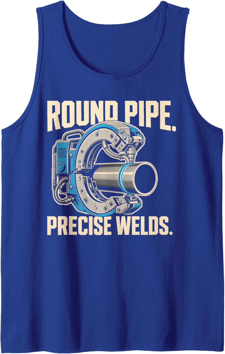 Round Pipe Welding Precise Welds Pipefitter Sleeveless Tank Top - Royal Blue