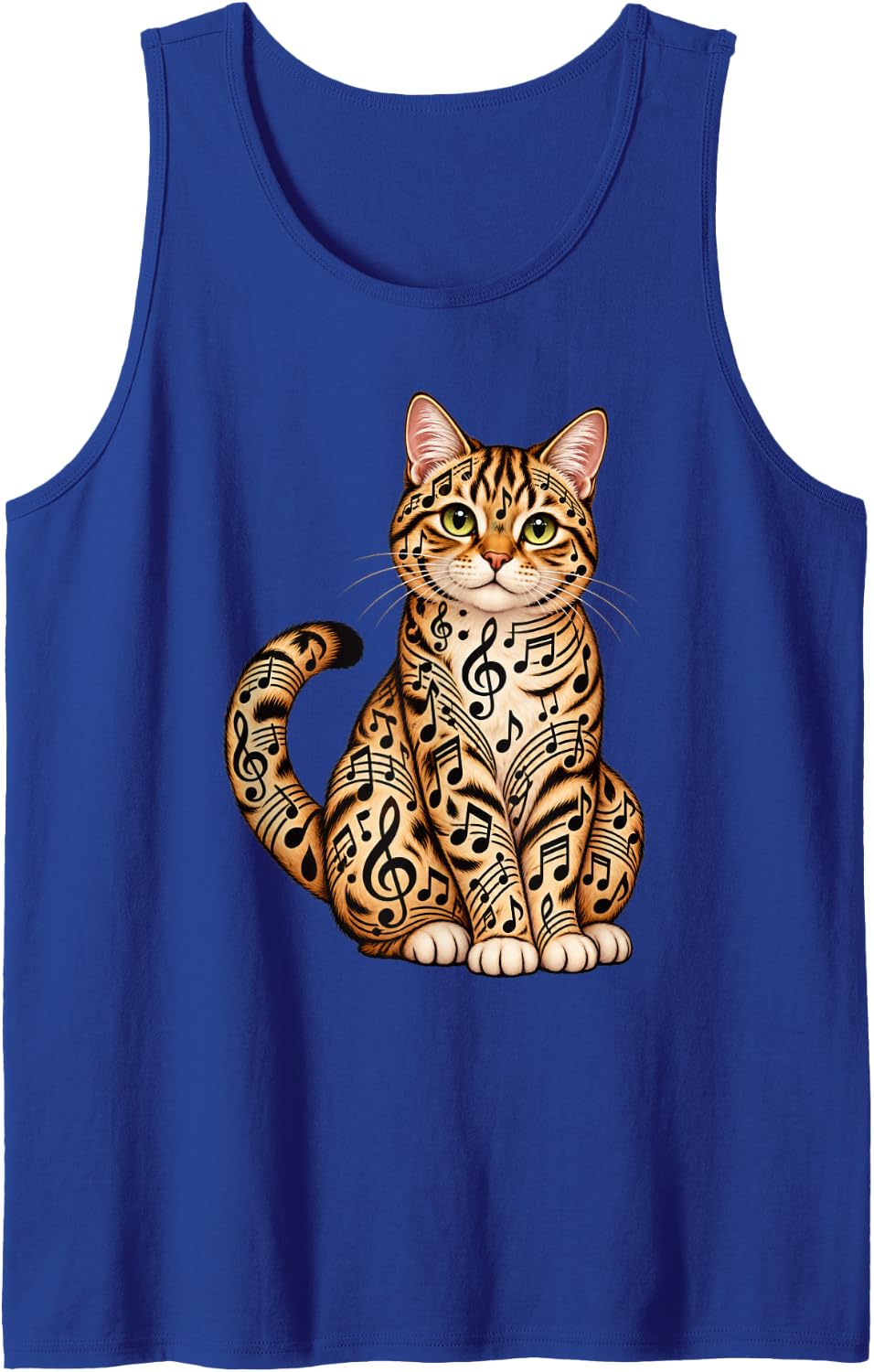 Musical Notes Cat Music Musician Sleeveless Tank Top - Royal Blue